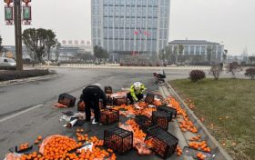 貨物半路撒落 漢中交警路遇相助縮略圖